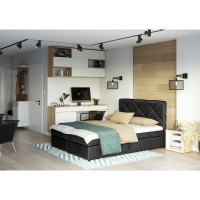 Manželská postel s prošíváním KATRIN 180x200, černá