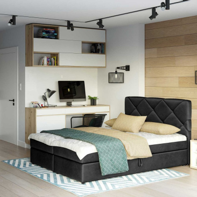 Manželská postel s prošíváním KATRIN 160x200, černá