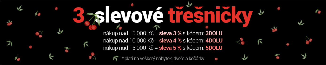 Slevy 3-5 % na všechen nábytek, dveře a kočárky