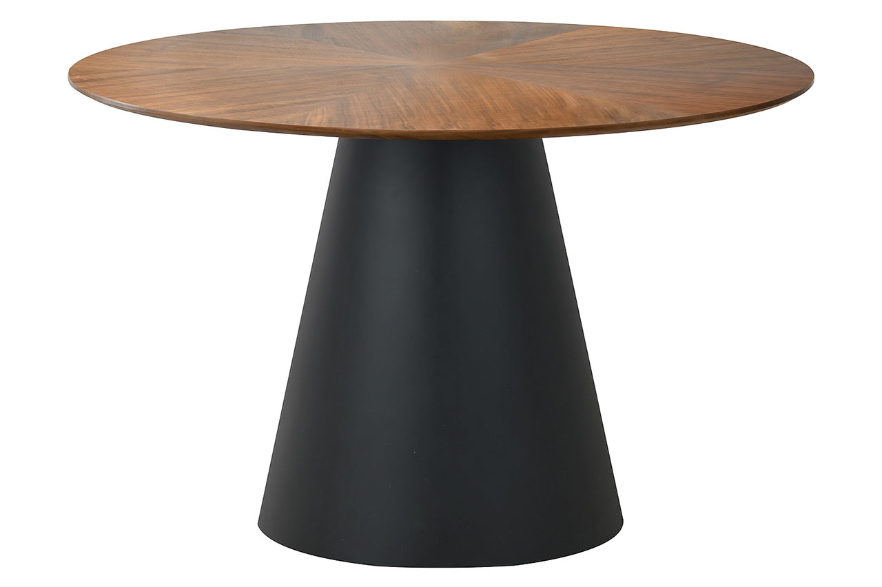 Kulatý jídelní stůl ARLO – ořech / černý mat