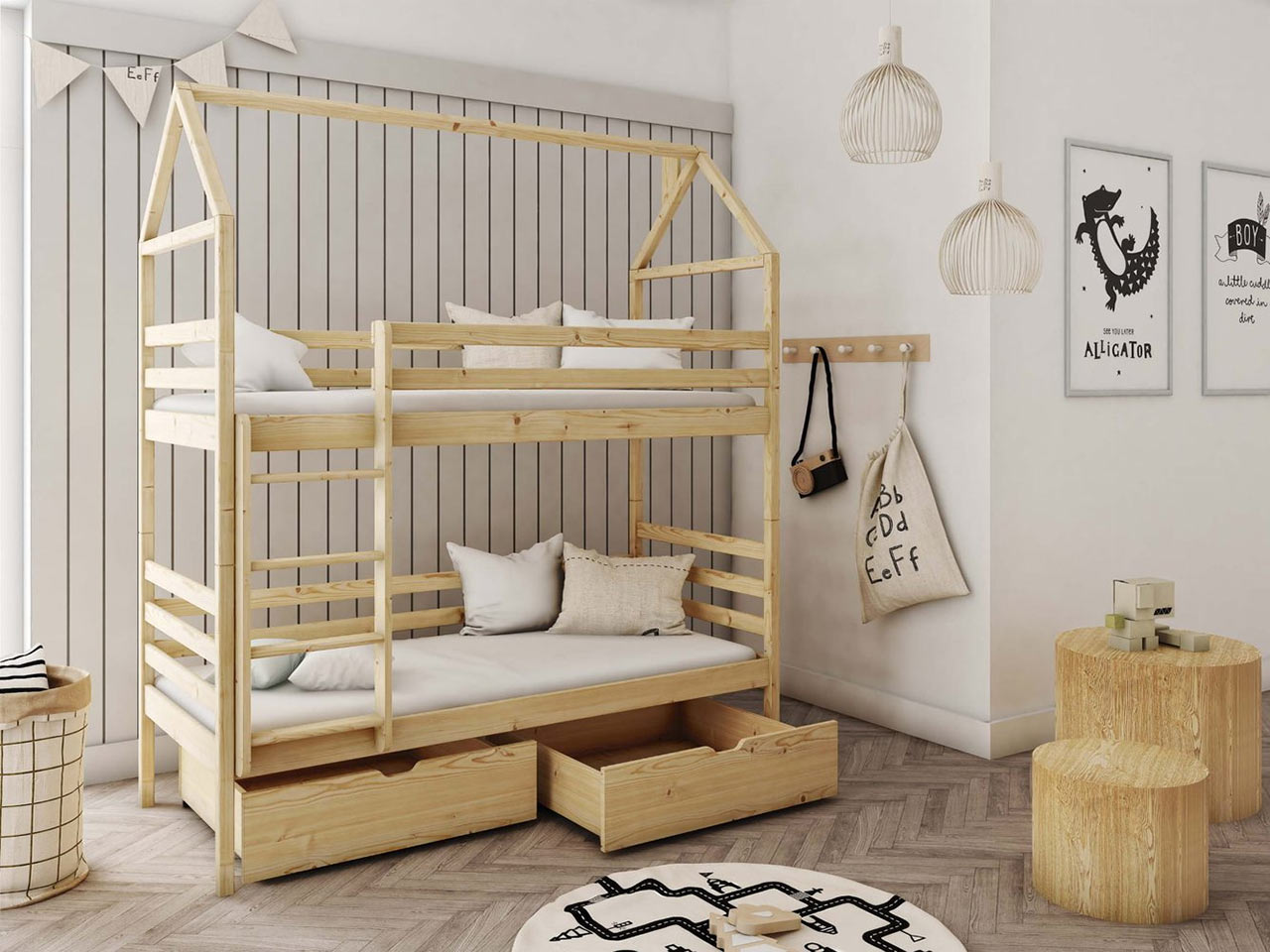 Patrová postel LEANA – 80x200, borovice