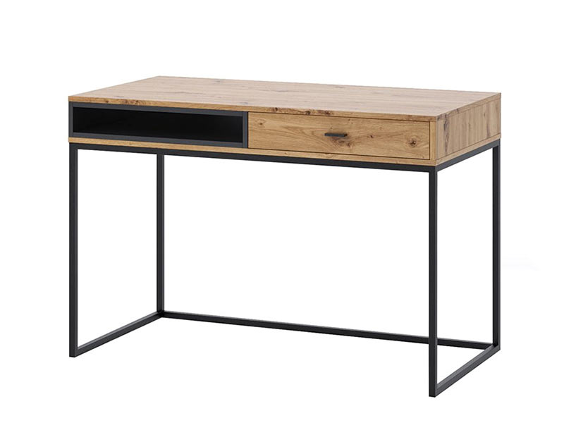 Psací stůl BEND – černý / dub artisan